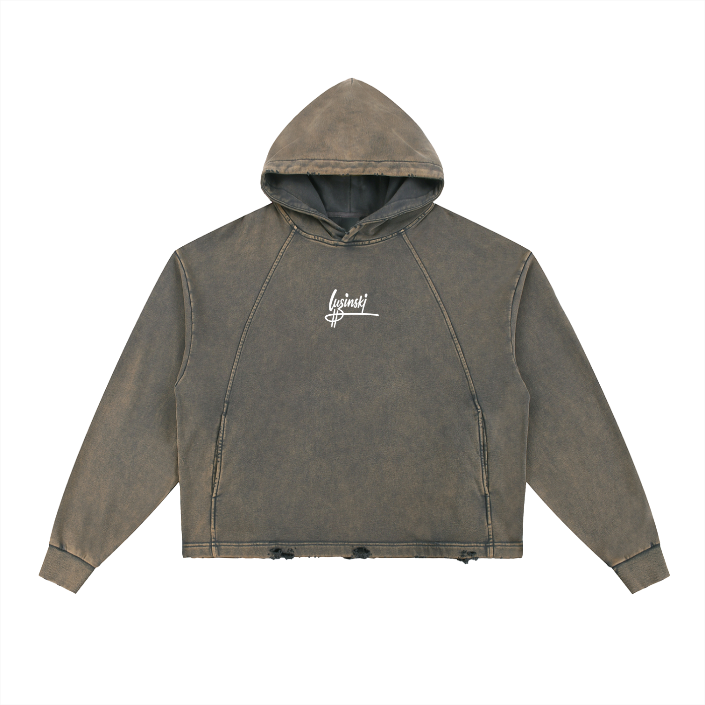 LUZINSKI VINTAGE Washed Frayed-Hem Hoodie