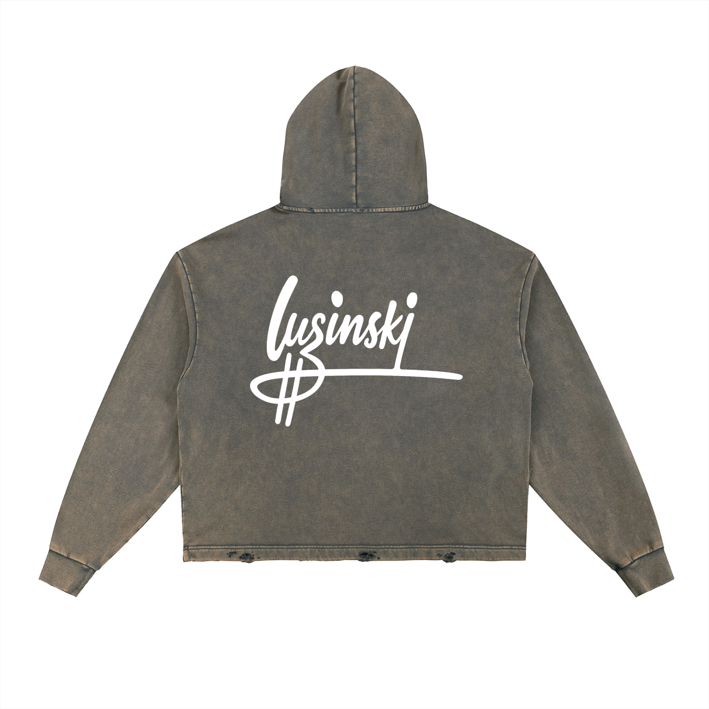 LUZINSKI VINTAGE Washed Frayed-Hem Hoodie