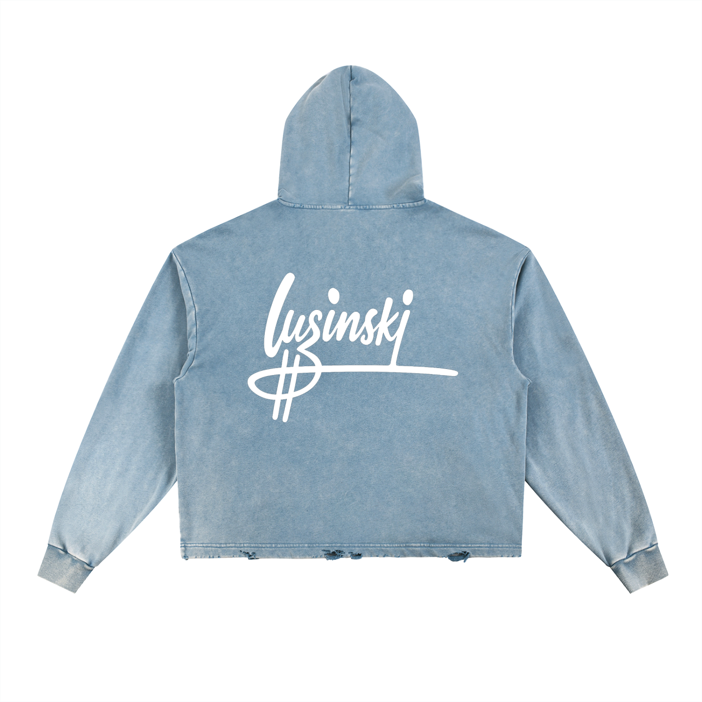 LUZINSKI VINTAGE Washed Frayed-Hem Hoodie