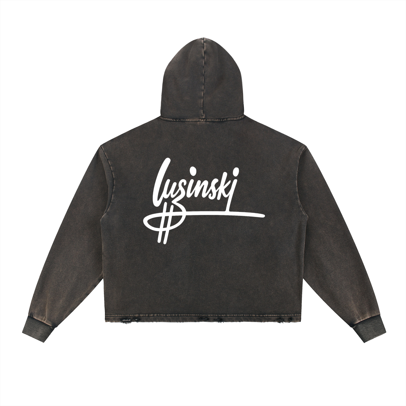 LUZINSKI VINTAGE Washed Frayed-Hem Hoodie