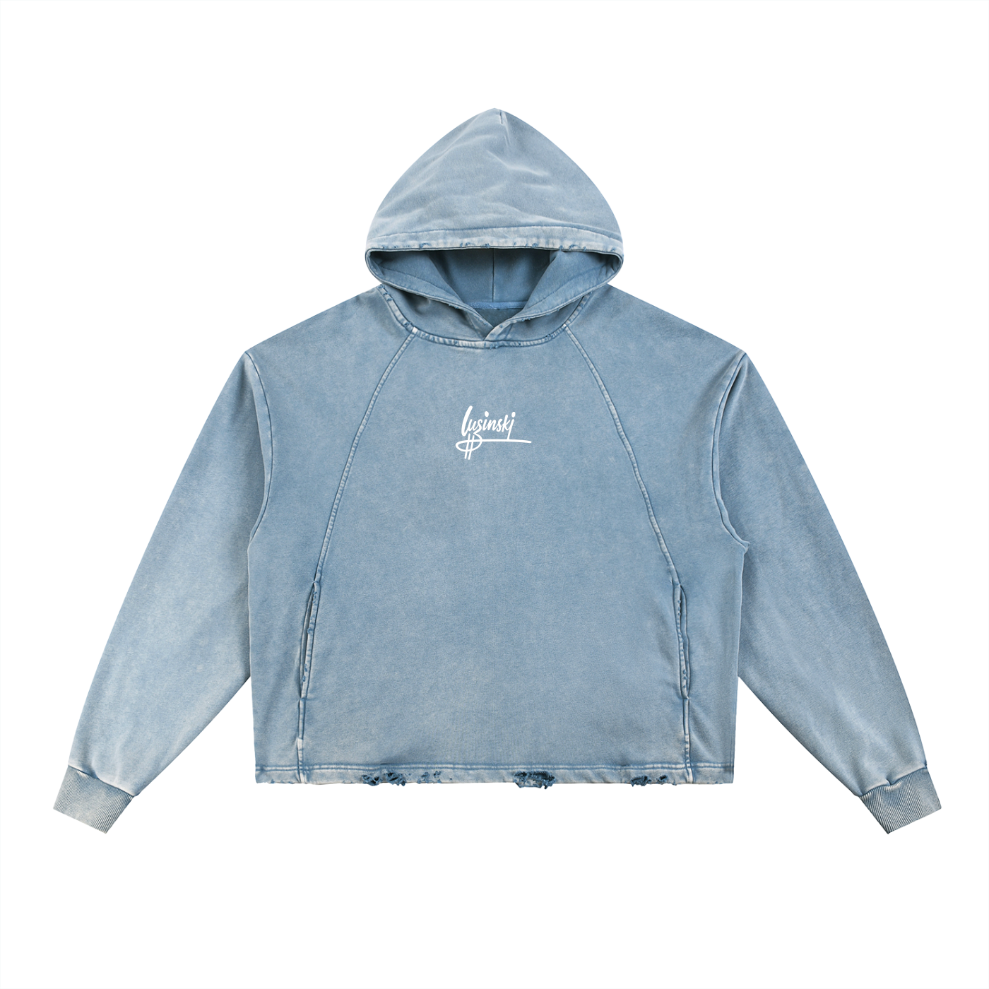 LUZINSKI VINTAGE Washed Frayed-Hem Hoodie